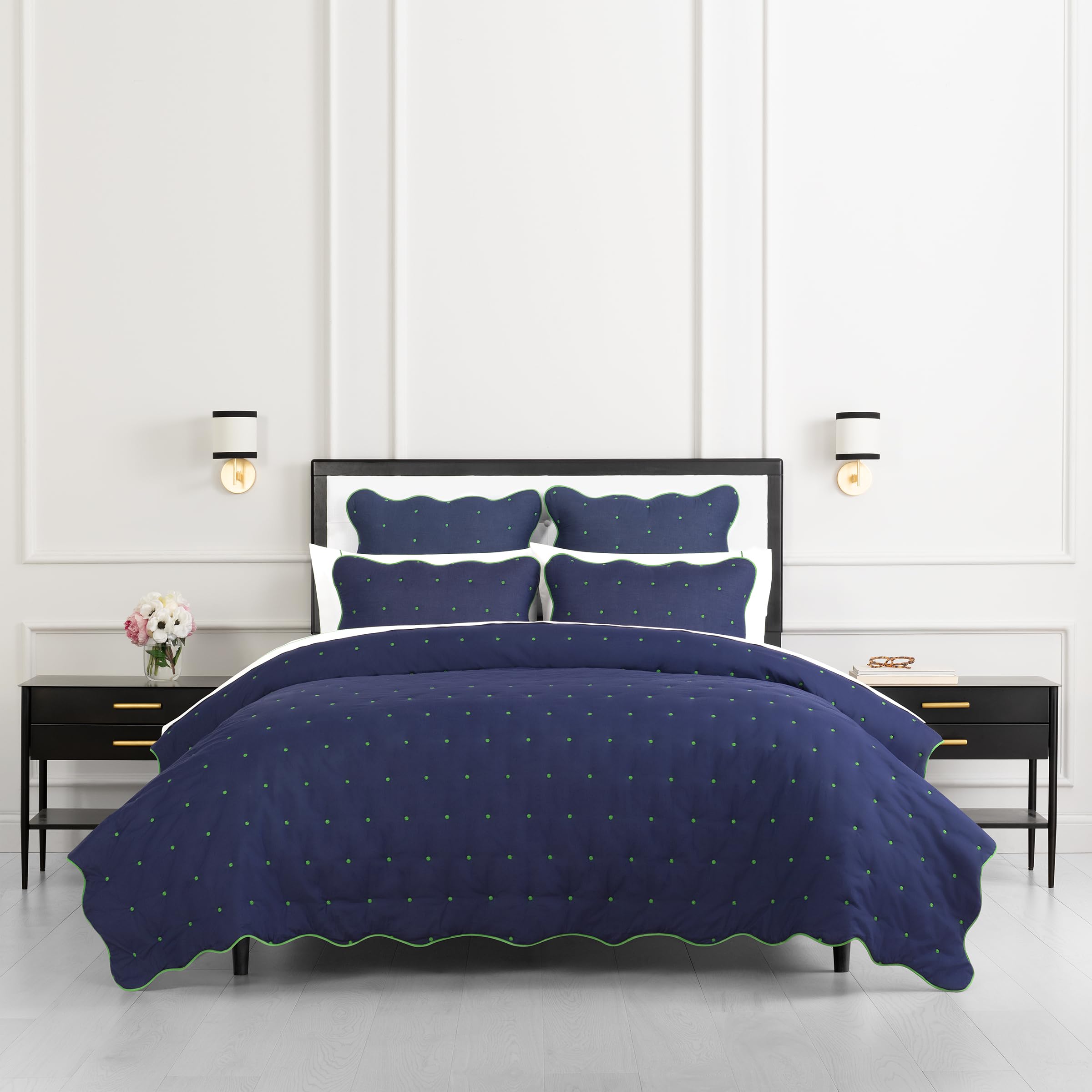 Version 1.0.0 Juego de ropa de cama Kate Spade New York Keeco 43025040720E Full Queen 3 piezas algodón 100% borde festoneado reversibl