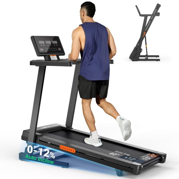 Caminadora plegable THERUN TB1543B motor sin escobillas 3.0 HP inclinación automática 0% a 12% para casa
