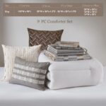 Juego de edredón jacquard geométrico King Madison Park E&E Co Ltd JLA Home MPS10-601 9 piezas gris pardo relleno alterna