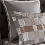 Juego de edredón jacquard geométrico King Madison Park E&E Co Ltd JLA Home MPS10-601 9 piezas gris pardo relleno alterna