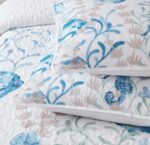 Juego de edredón Lush Decor Oceana Triangle Home Fashions EOWQT5PCKCL acuarela vida marina 5 piezas tamaño King Cal King