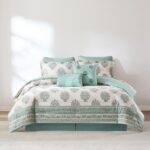 Juego de edredón floral Sofia Lush Decor Triangle Home Fashions ESFCS8PCKG 8 piezas algodón diseño ramo flores color ver