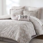 Juego de edredón floral Zara algodón 8 piezas Triangle Home Fashions EZFCS8PCKN King marrón con falda de cama bohemio