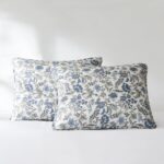 Juego de edredón reversible King Cal King Lillian estampado bloques Triangle Home Fashions ELBQT6PCKCL azul y salvia flo