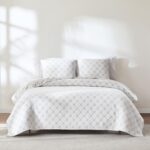 Juego de colcha reversible jacquard hojas diamante Triangle Home Fashions EDLCV3PCKCE King color bronceado 3 piezas deco