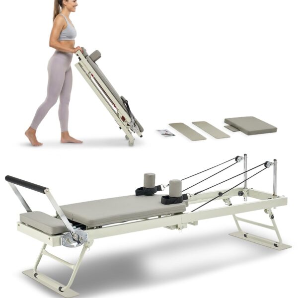 VEVOR Pilates Reformer Foldable, Suitable for Intermediate and Beginners Users, Pilates Equipment for Home Gym Studio Us