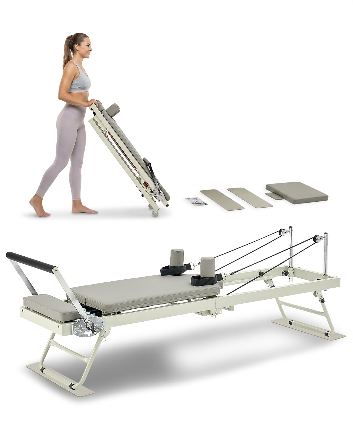 Version 1.0.0 VEVOR Pilates Reformer Foldable, Suitable for Intermediate and Beginners Users, Pilates Equipment for Home Gym Studio Us