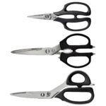 Shun Juego de tijeras de 3 piezas, incluye multiusos, tijeras de cocina y hierbas, tijeras de cocina resistentes, acero