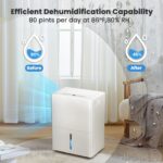 Deshumidificador Electactic D6550-ZA 50 Pintas para el Hogar, Cobertura 2300 pies², Tanque 4.8 L, Control de Humedad 30-