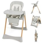 INFANS Silla alta para bebé, sillas altas para bebés y niños pequeños con respaldo de altura ajustable, reposapiés, band