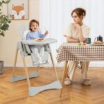 INFANS Silla alta para bebé, sillas altas para bebés y niños pequeños con respaldo de altura ajustable, reposapiés, band