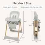 INFANS Silla alta para bebé, sillas altas para bebés y niños pequeños con respaldo de altura ajustable, reposapiés, band