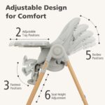 INFANS Silla alta para bebé, sillas altas para bebés y niños pequeños con respaldo de altura ajustable, reposapiés, band