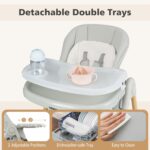 INFANS Silla alta para bebé, sillas altas para bebés y niños pequeños con respaldo de altura ajustable, reposapiés, band