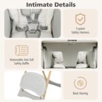 INFANS Silla alta para bebé, sillas altas para bebés y niños pequeños con respaldo de altura ajustable, reposapiés, band