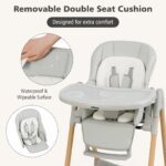 INFANS Silla alta para bebé, sillas altas para bebés y niños pequeños con respaldo de altura ajustable, reposapiés, band