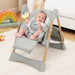 INFANS Silla alta para bebé, sillas altas para bebés y niños pequeños con respaldo de altura ajustable, reposapiés, band