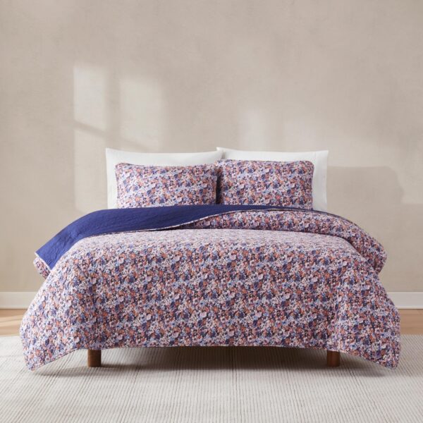 Juego de edredón floral algodón 3 piezas Lush Decor Triangle Home Fashions EACQT3PCKCU King Cal King morado estampado bo