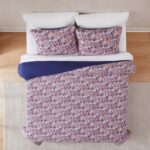 Juego de edredón floral algodón 3 piezas Lush Decor Triangle Home Fashions EACQT3PCKCU King Cal King morado estampado bo