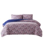 Juego de edredón floral algodón 3 piezas Lush Decor Triangle Home Fashions EACQT3PCKCU King Cal King morado estampado bo