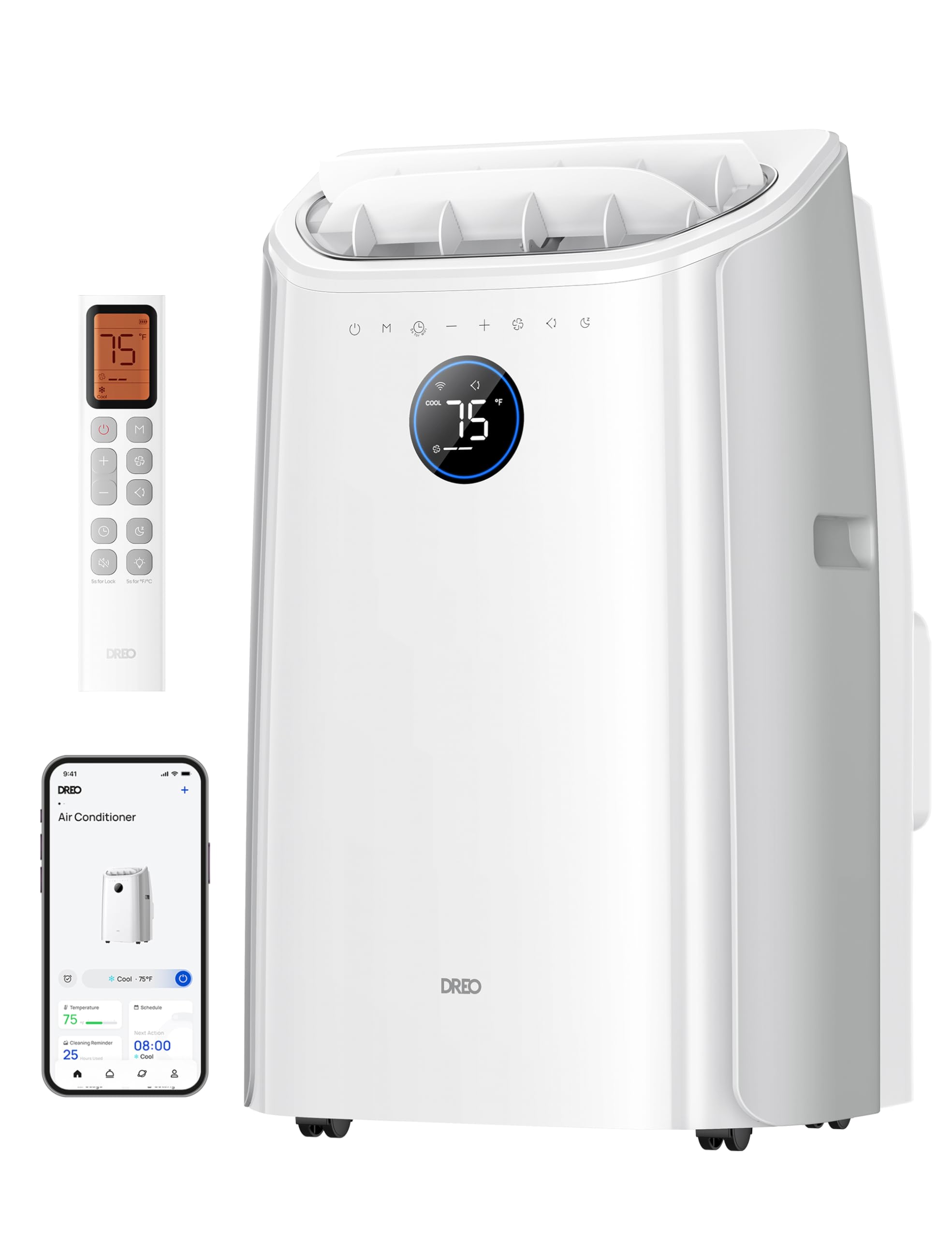 Version 1.0.0 Aire acondicionado portátil DREO DR-HAC005S 12000 BTU ASHRAE 8000 BTU DOE 3 en 1 enfriador ventilador deshumidificador W