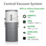 Aspiradora Central OVO OVO-750ST-35H 750 Airwatts Motor Ametek 2 Etapas 35 Litros Filtración Híbrida Sistema Silencio