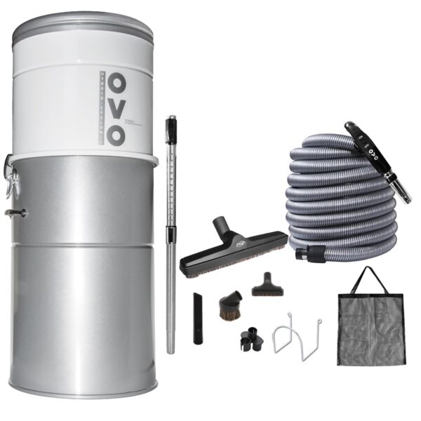Aspiradora central OVO PAK7535D-40 750 Airwatts 35L 9.25 galones filtración híbrida kit accesorios 40 pies