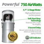 Aspiradora central OVO PAK7535D-40 750 Airwatts 35L 9.25 galones filtración híbrida kit accesorios 40 pies