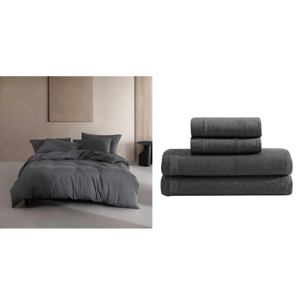 Paquete de ropa de cama individual XL Calvin Klein edredón jersey mezcla de algodón funda a juego sábanas de bolsillo pr