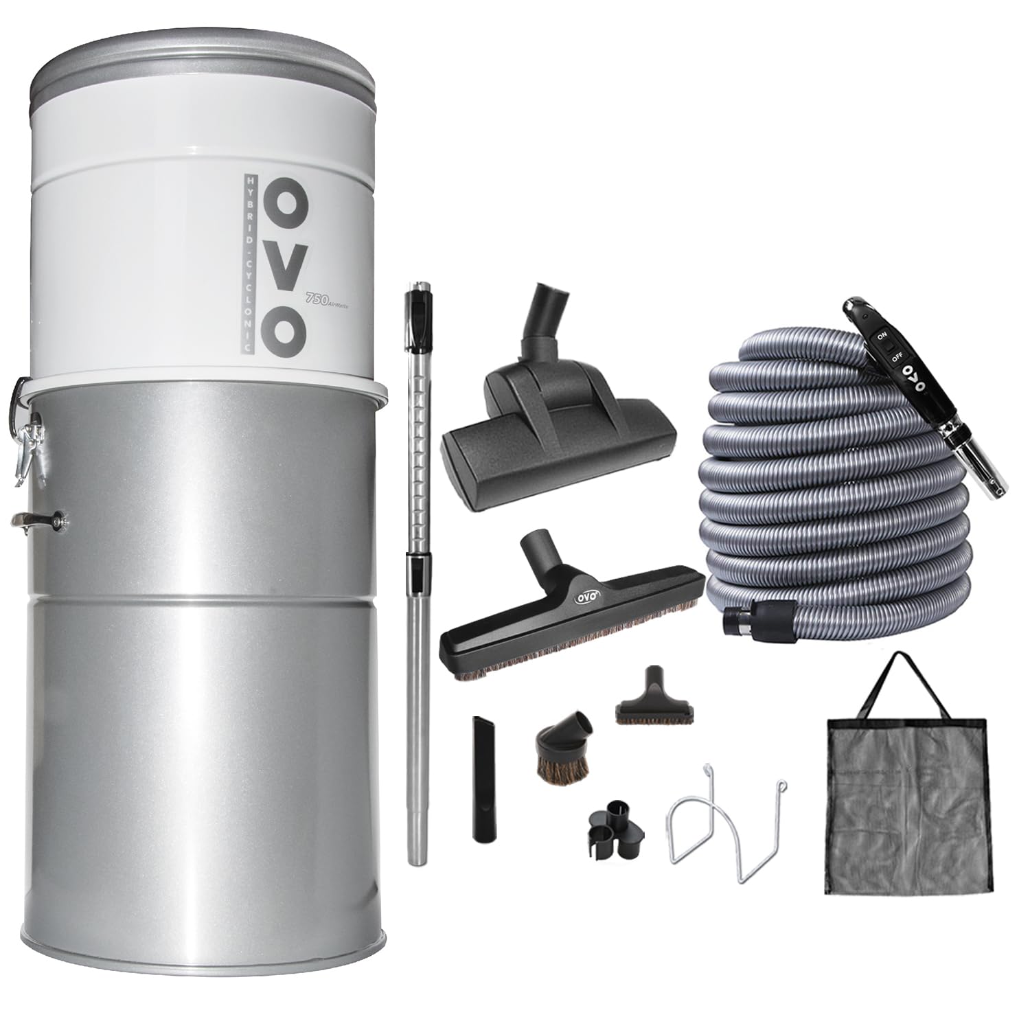 Version 1.0.0 Sistema de aspiración central OVO PAK7535DP+ 750W 35L filtración híbrida kit accesorios Deluxe Plus 30 pies