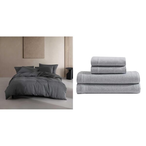 Paquete de ropa de cama individual XL Calvin Klein edredón jersey mezcla de algodón funda a juego sábanas de bolsillo pr