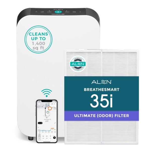 Purificador de aire Alen BreatheSmart 35i filtro HEPA grado médico con neutralizador de olores cobertura 500 a 1000 pies