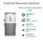 Sistema de Aspiración Central OVO OVO-630ST-.25H, 630 W, Filtración Híbrida (con o sin Bolsa), Cubre hasta 7,500 pies cu