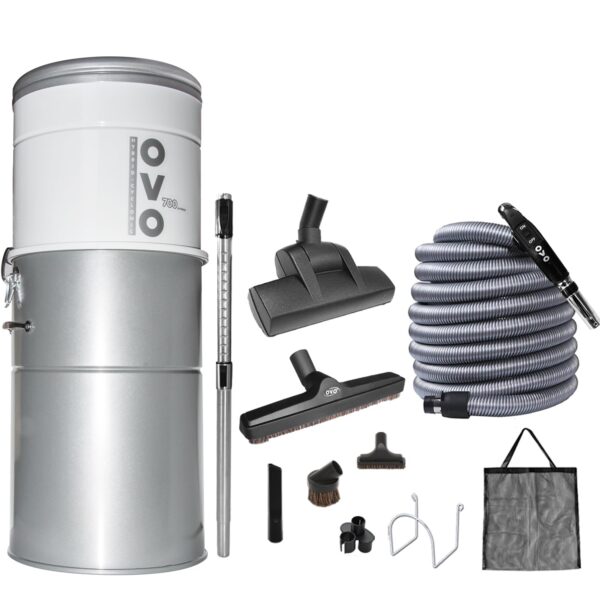 Aspiradora Central OVO PAK70DP.+35 700 Airwatts 35L Filtracion Hibrida kit Deluxe Plus 35 pies