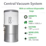Sistema Aspiración Central OVO PAK725D 35 700 Airwatts filtración híbrida 25 litros kit 35 pies