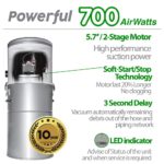 Sistema Aspiración Central OVO PAK725D 35 700 Airwatts filtración híbrida 25 litros kit 35 pies