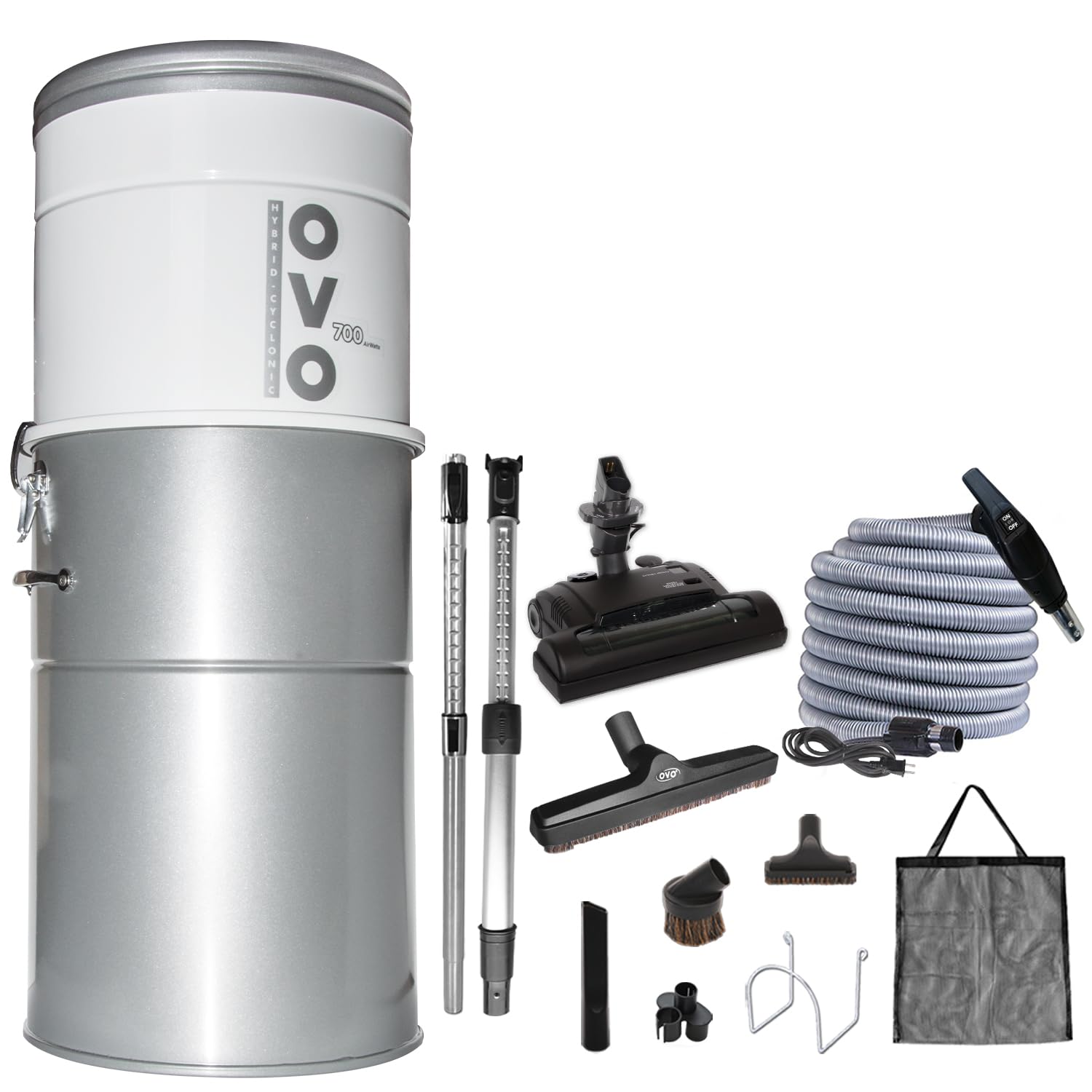 Version 1.0.0 Aspiradora Central OVO PAK70CD-.35 700 Airwatts 35L Filtracion Hibrida kit accesorios alfombra 35 pies