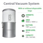 Sistema de Aspiración Central OVO OVO-750ST-25H 750 Airwatts, Filtración Híbrida, Contenedor 6.6 Galones, Cubre hasta 75