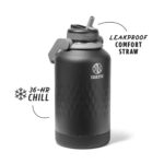 Botella de agua deportiva termo Takeya 51365 acero inoxidable triple pared tapa con popote 64oz obsidiana