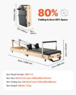 VEVOR Pilates Reformer, Reformer Pilates Machine with Cadillac Trapeze Table or Tower & Mat, Pilates Equipment for Home