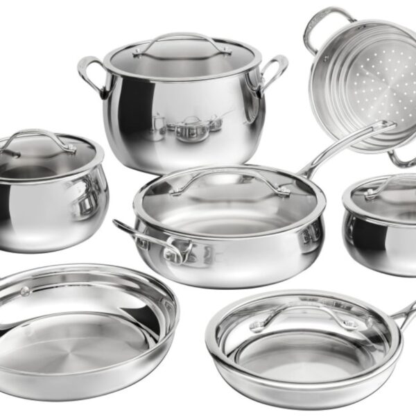 Batería de cocina Cuisinart PCT-12 acero inoxidable triple capa PureClad 12 piezas