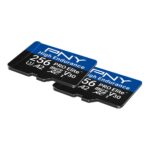 PNY 256GB PRO Elite™ de alta resistencia C10 U3 V30 A2 microSDXC – Hasta 68.8K horas de grabación continua, hasta 100/90