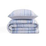 Juego de edredón rayas azules Tommy Hilfiger Revman International A0001739 tamaño King algodón texturizado peso medio ce