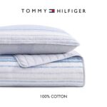 Juego de edredón rayas azules Tommy Hilfiger Revman International A0001739 tamaño King algodón texturizado peso medio ce