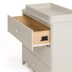 Storkcraft Casablanca - Cómoda de 3 cajones con cambiador extraíble (avena helada) – Cómoda de madera con certificación