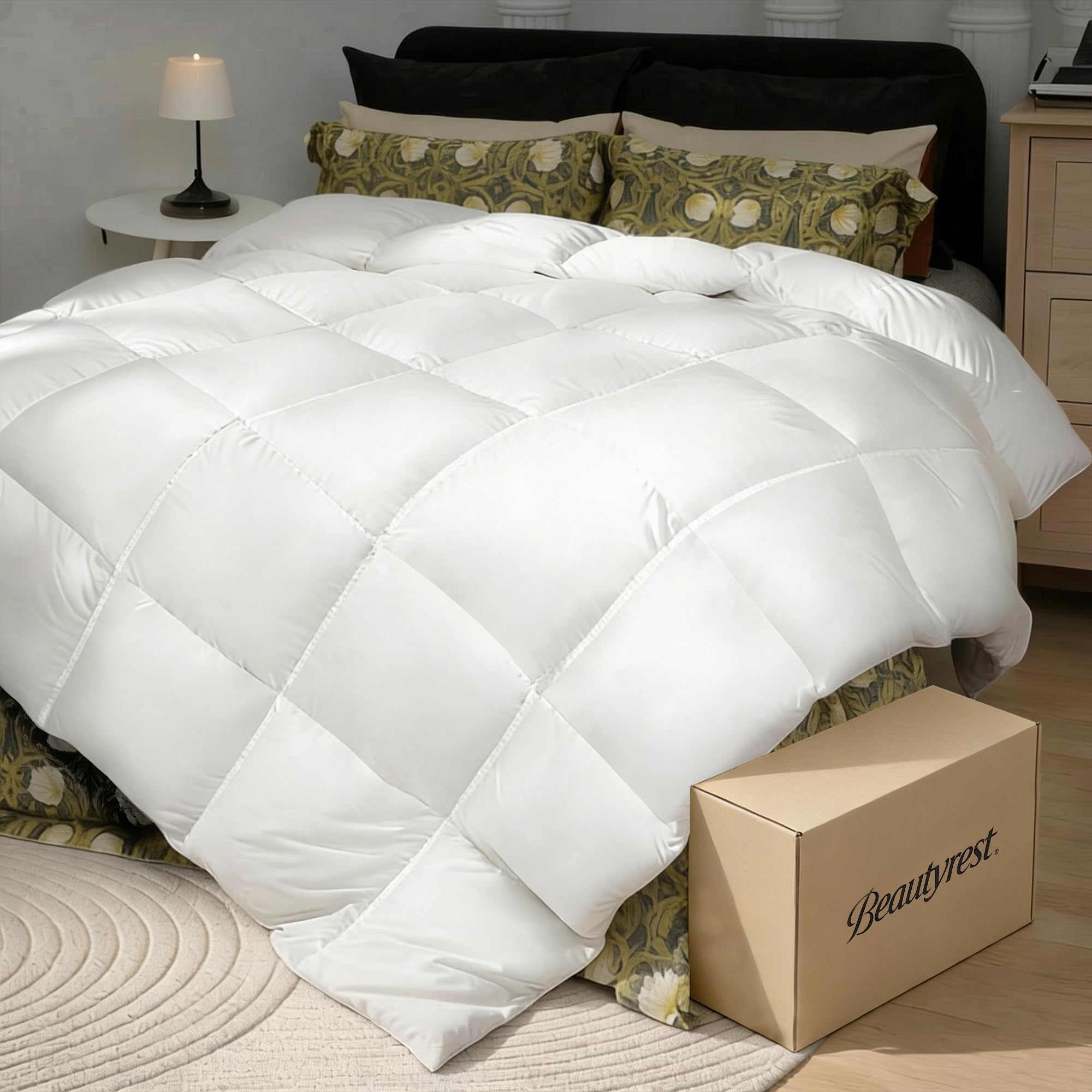 Version 1.0.0 Edredón de plumón de ganso Beautyrest Blue Ridge Home Fashions BR003016 tamaño King 106 x 90 pulgadas algodón 100% blanc