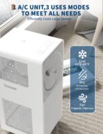 Aire acondicionado portatil 4 en 1 GarveeTech BS-8K-WT-iS1x 8000 BTU para cuartos hasta 33 m2 con refrigeracion ventilad