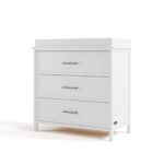 Graco Classic Cómoda con 3 cajones con cambiador encima (Blanco) - Cómoda para bebé certificada GREENGUARD Gold con camb