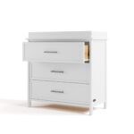 Graco Classic Cómoda con 3 cajones con cambiador encima (Blanco) - Cómoda para bebé certificada GREENGUARD Gold con camb