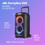 JBL PartyBox 520 - Altavoz portátil de fiesta alimentado por batería con refuerzo de sonido AI, hasta 15 horas de tiempo